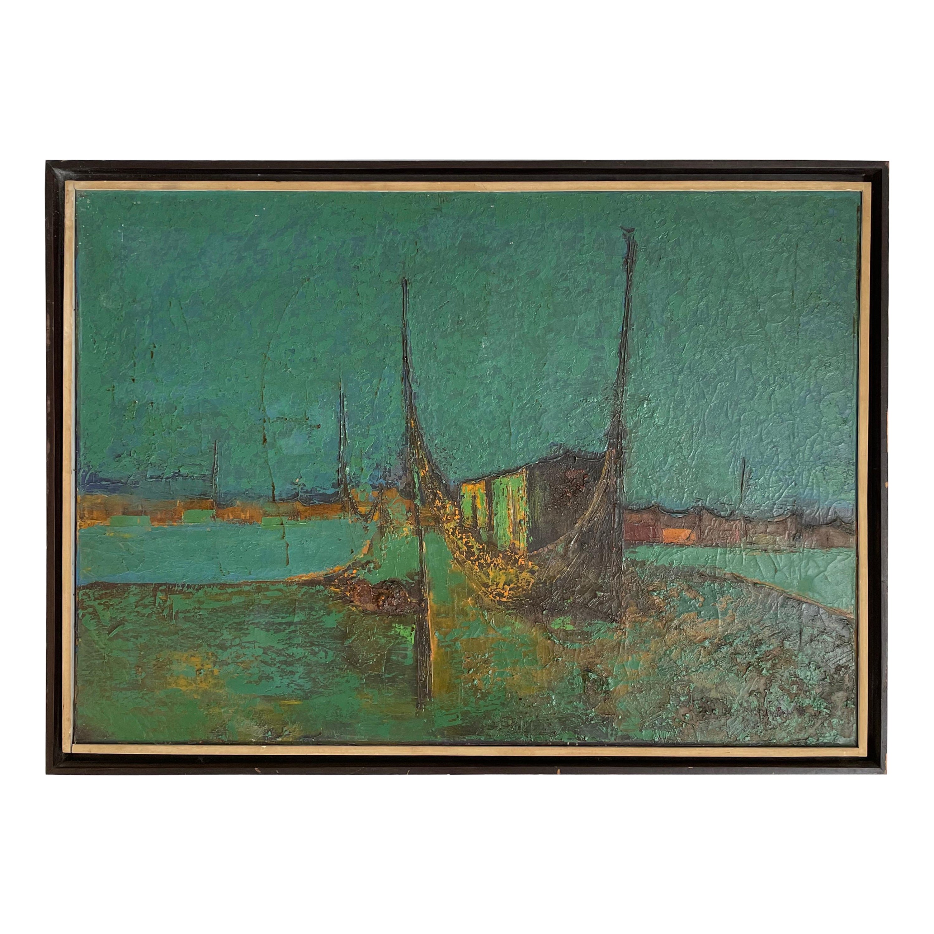 Signed Mid-Century Modern Impressionist Painting For Sale