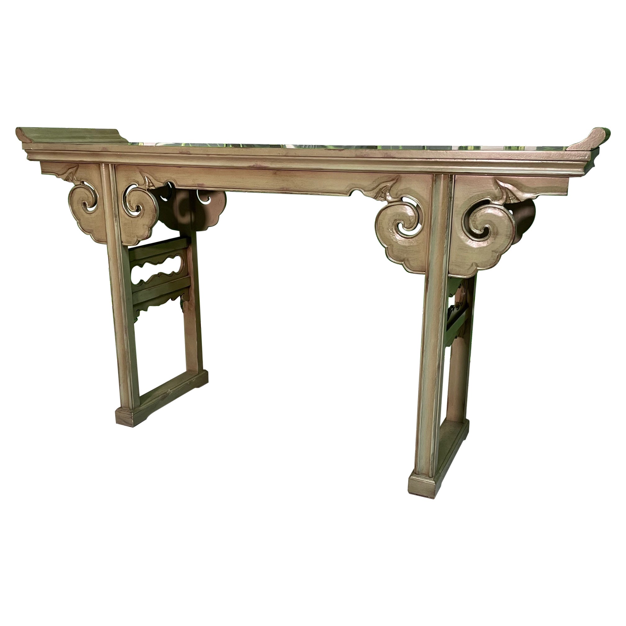 Chinoiserie Pagoda Carved Console Table
