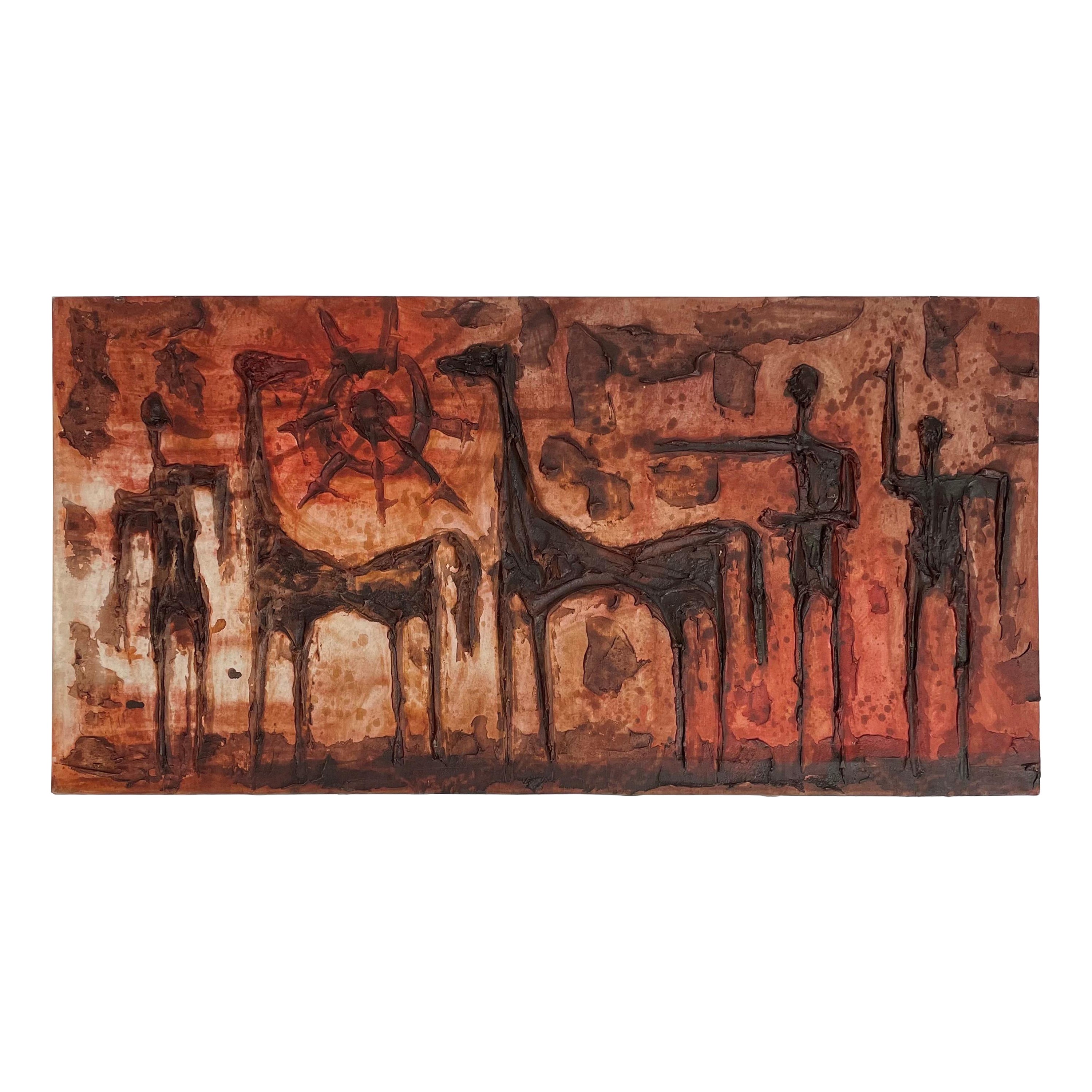 Mid-Century Primitive Style Painting by Luzon