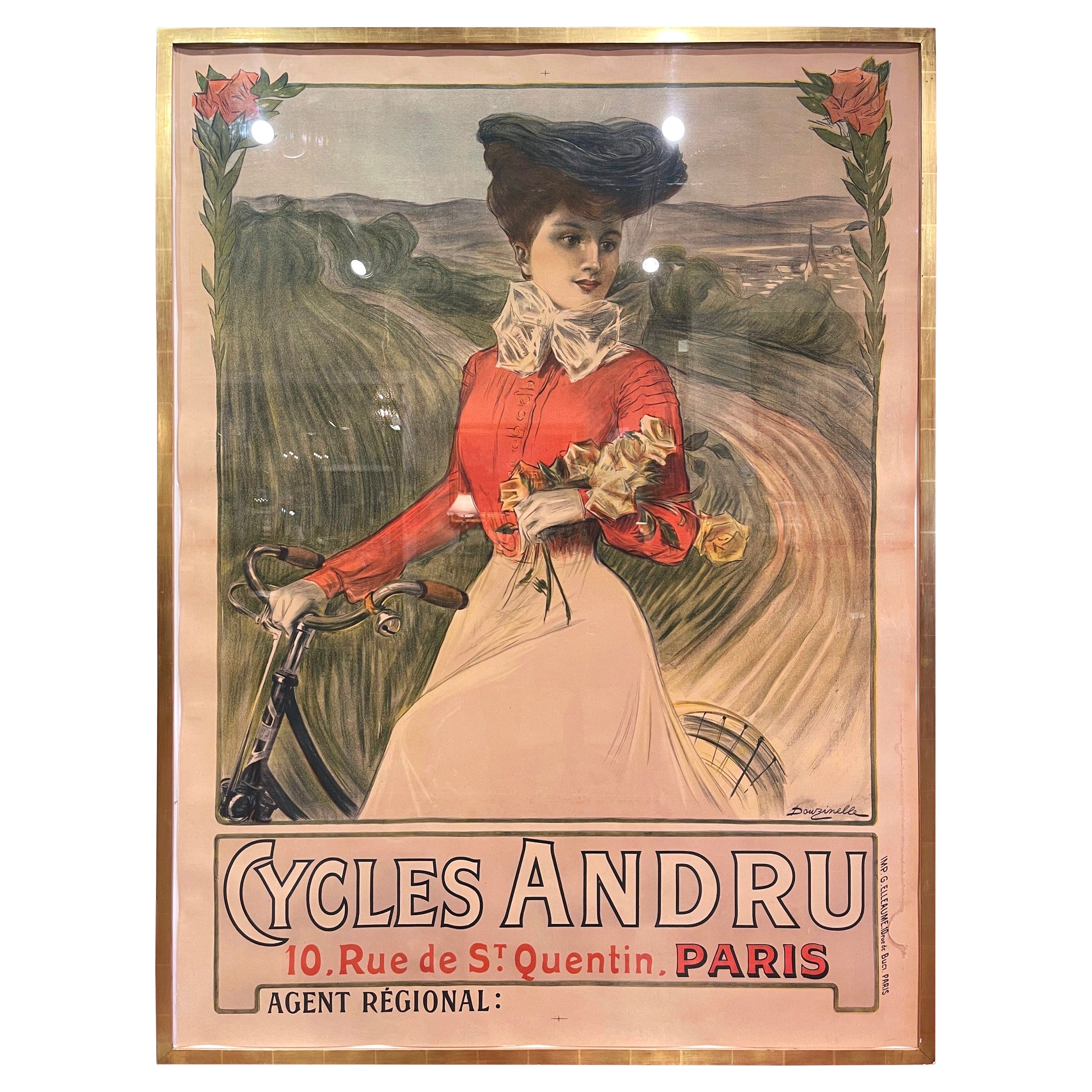 Late 19th Century French Vintage "Cycles Andru" Poster For Sale