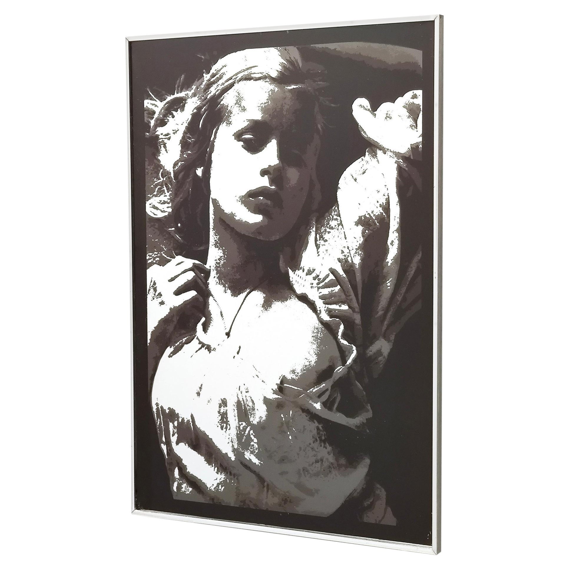Serigraphy on Rectangular Mirror with a Photo by David Hamilton, 1970s-1980s For Sale