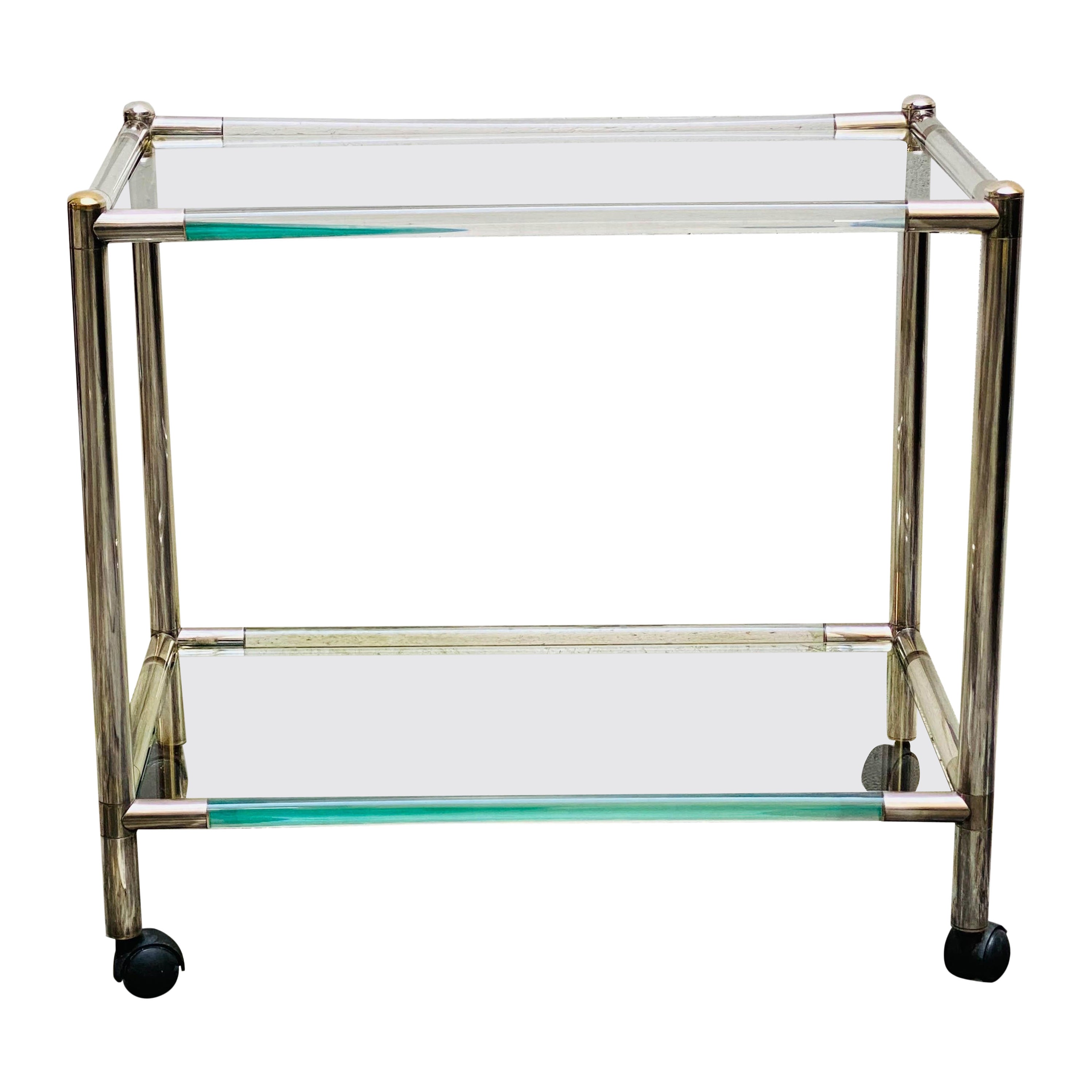 Midcentury Brass and Lucite Bar Cart by Charles Hollis Jones at 1stDibs