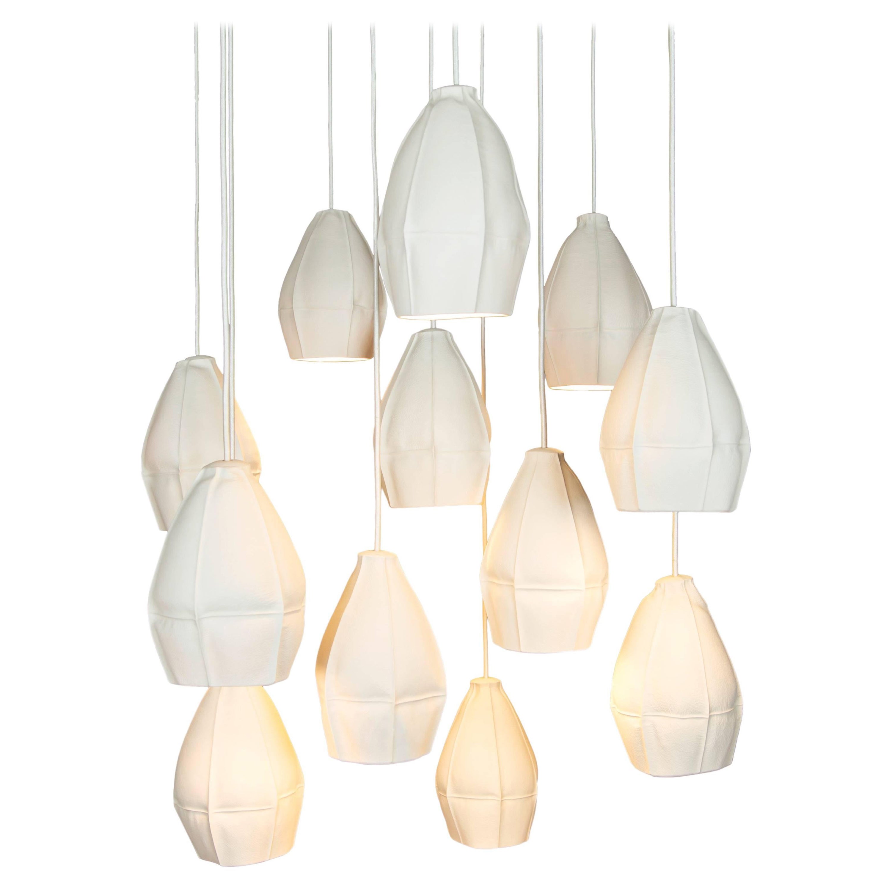 Kawa Pendant Cluster from Souda, Twelve Porcelain Diffusers, Made to Order For Sale