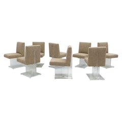 Set of 8 Vladimir Kagan Lucite Dining Chairs in Belgian Bouclé