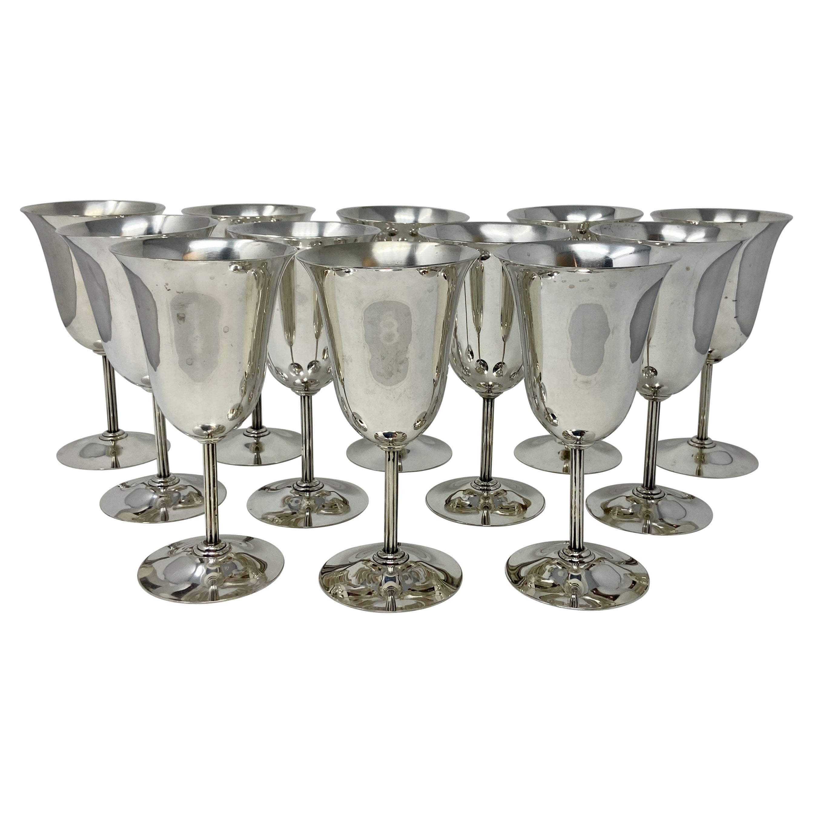 Set of 12 Estate American "International Silver Co" Sterling Silver Wine Goblets