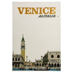 Original Alitalia Venice Italy 1960s Travel Airline Poster, Amilcare Pizzi S.p.A