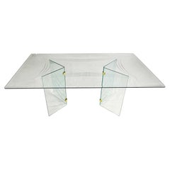 Vintage Modern All Glass Dining Table V Double Pedestal Base Style The Pace Collection