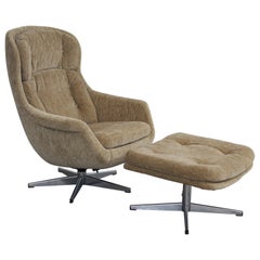 Retro Mid-Century Modern Selig Imperial Overman Egg Style Lounge Chair & Ottoman