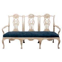 Carved Chippendale Style Upholstered Settee