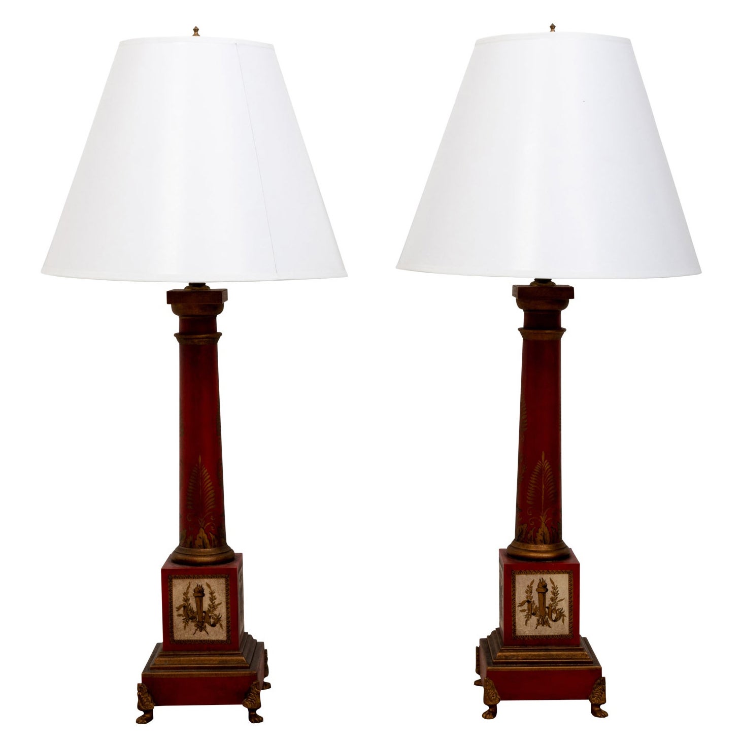 Pair of Tole Chinoiserie Table Lamps For Sale