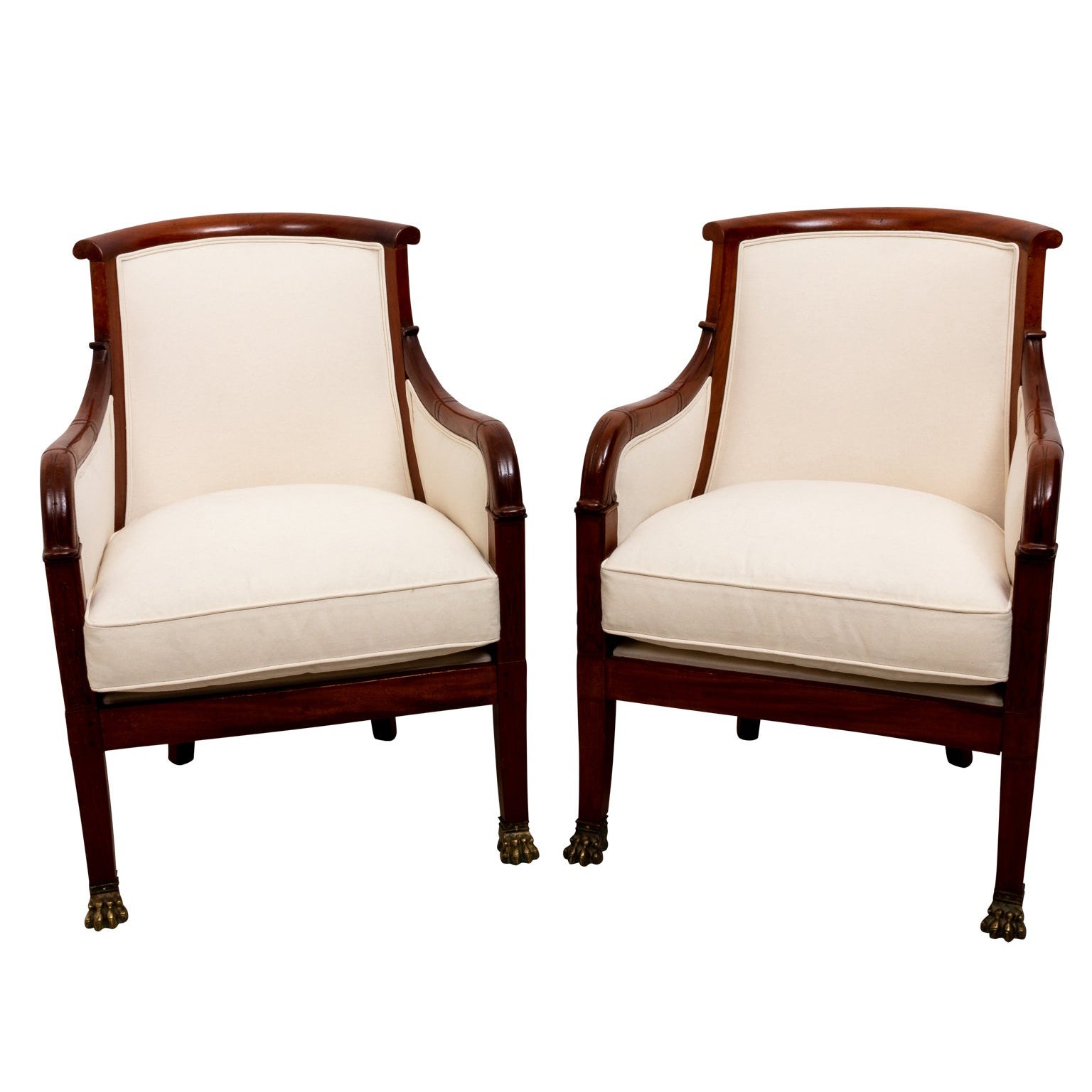 Pair of Lions Paw Tub Chairs in the Regency Style