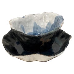 Medium Handbuilt Stoneware Ceramic Bowl and Plate by Hannelore Freer