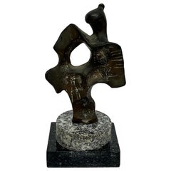 Mid-Century Brazilian Modern Abstract Bronze Sculpture, Signed