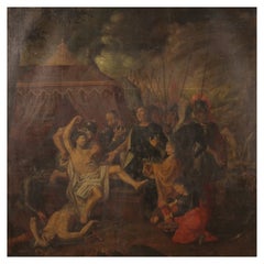 18th Century Oil on Canvas Antique French Battle Painting, 1770