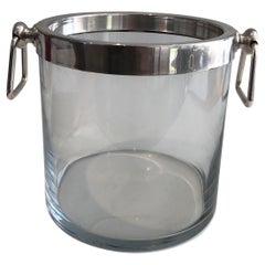 Vintage Silver Plated and Glass Champagne Bucket, French, Circa 1970
