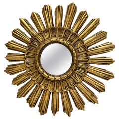 Stunning Starburst Sunburst Gilded Resin Mirror, Germany, circa 1970s