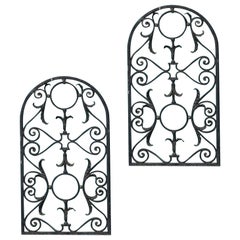 Pair of Antique Arched Wrought Iron Panels