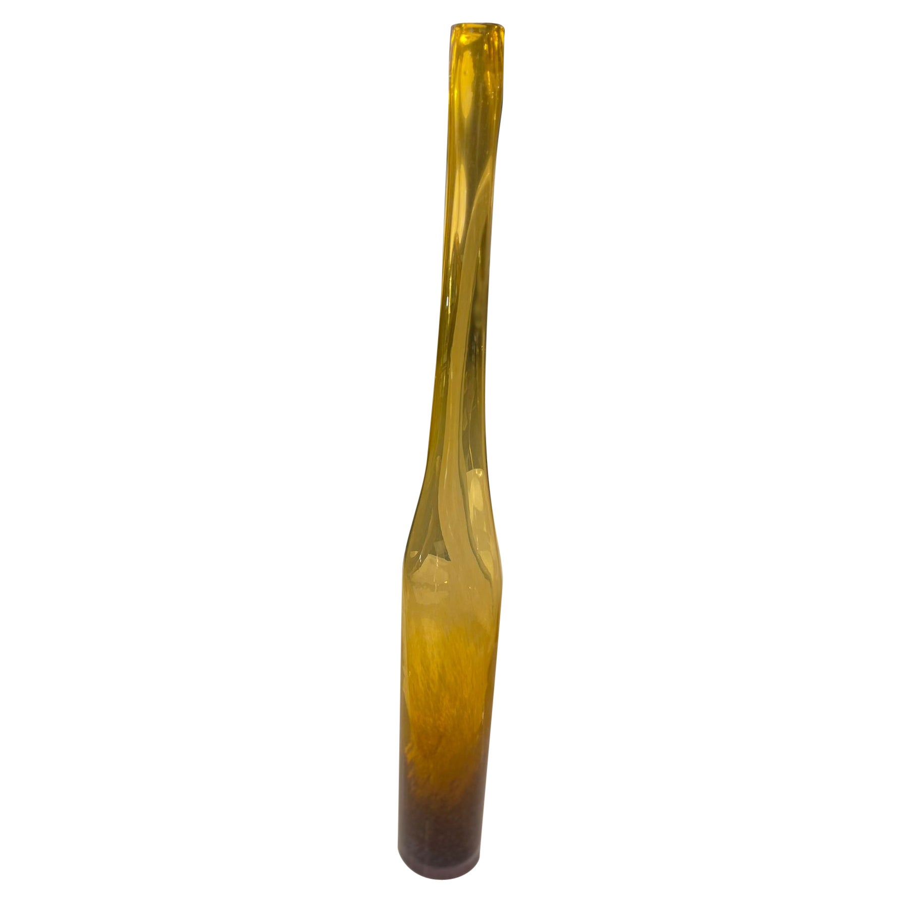 Light Yellow Murano Glass Vase, circa 1970 For Sale