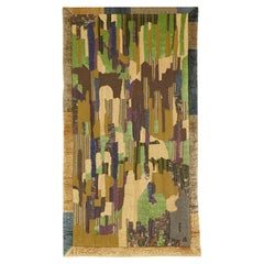 Contemporary Tapestry Wall Panel Embroidery Bright Dusk Landscape