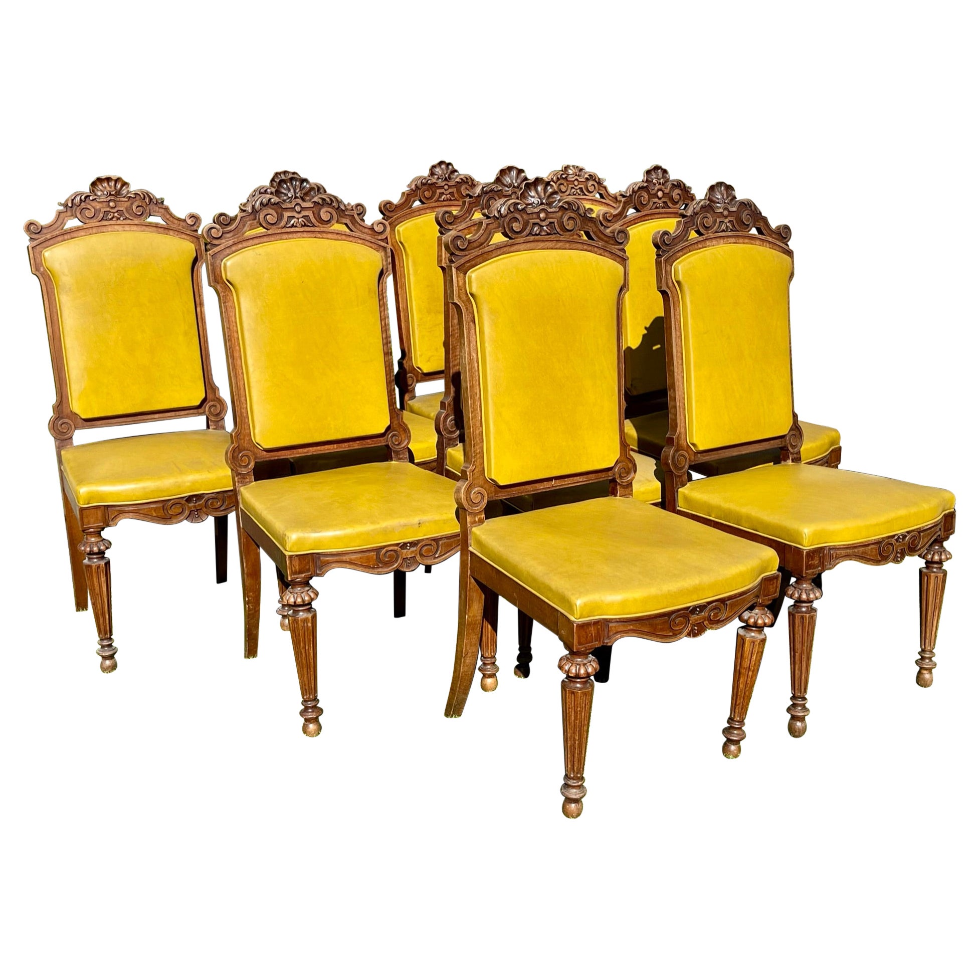Suit of 9 Walnut Chairs Period Napoleon III, 19th Century For Sale