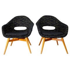 Two Original Easy Chairs by Miroslav Navratil in Original Fabric, circa 1960