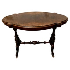Antique Victorian Quality Burr Walnut Shaped Centre Table