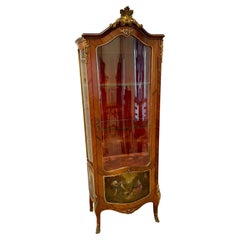Antique Quality Kingwood Ormolu Mounted French Vernis Martin Display Cabinet 