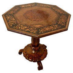 Outstanding Quality Antique Victorian Burr Walnut Amboyna Marquetry Lamp Table