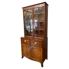 Fine Quality Antique George III Mahogany Secretaire Astral Glazed Bookcase