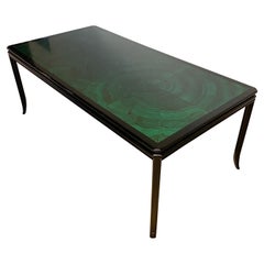 Faux Malachite and Black Lacquer Dining Table