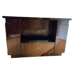 Vintage Rosewood Art Deco Style Curved Entertainment Cabinet from Aero Studios