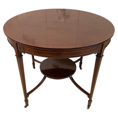 Antique Edwardian Quality Mahogany Inlaid Circular Centre Table