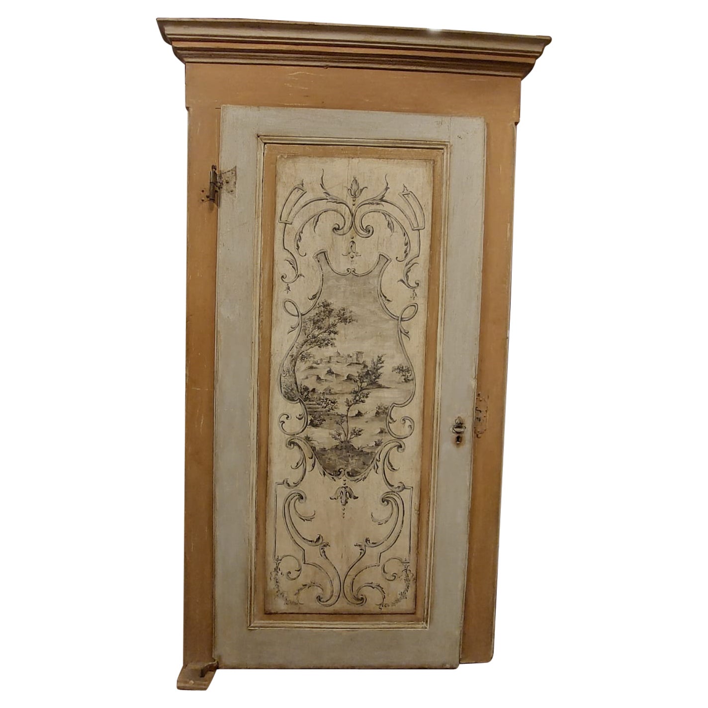 Antique Door Lacquered and Painted with Frame, 18th Century Rome, 'Italy' For Sale