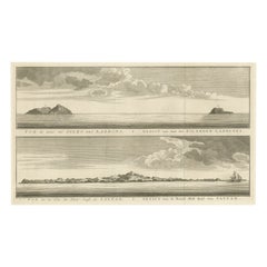 Antike Ansicht der N.W.-Seite von Saypan und einer der Ladrones-Inseln, 1757
