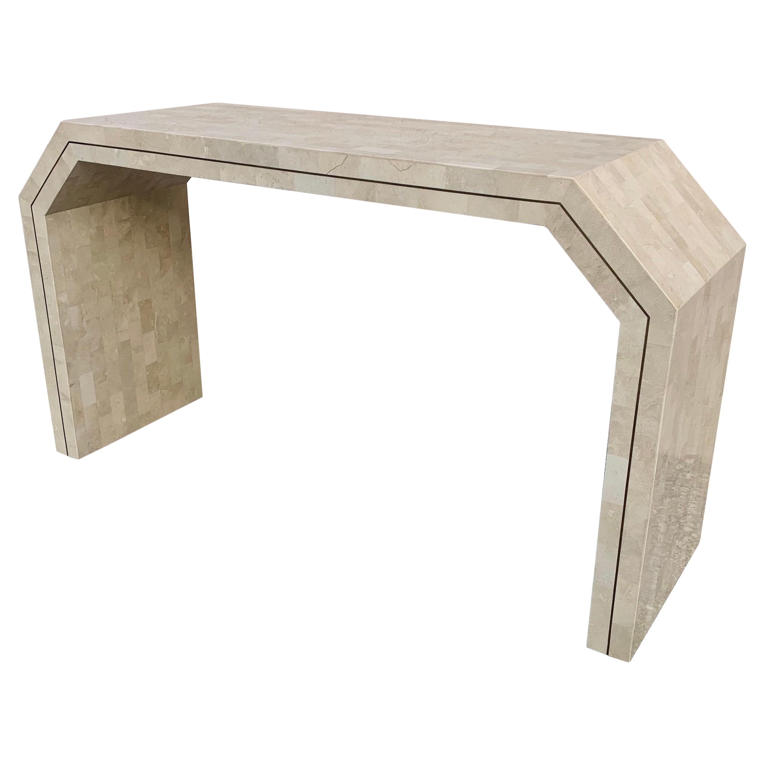 1980s Maitland Smith Tessellated Marble Postmodern Console Table For Sale