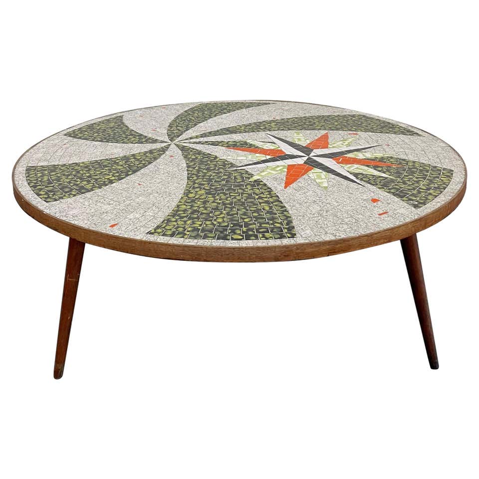 Mid-Century Modern Art Mosaic Top Long Rectangular Table at 1stDibs