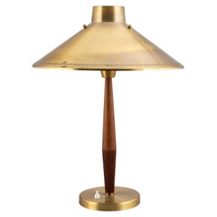 Hans Bergström Teak and Brass Table Lamp 1940s