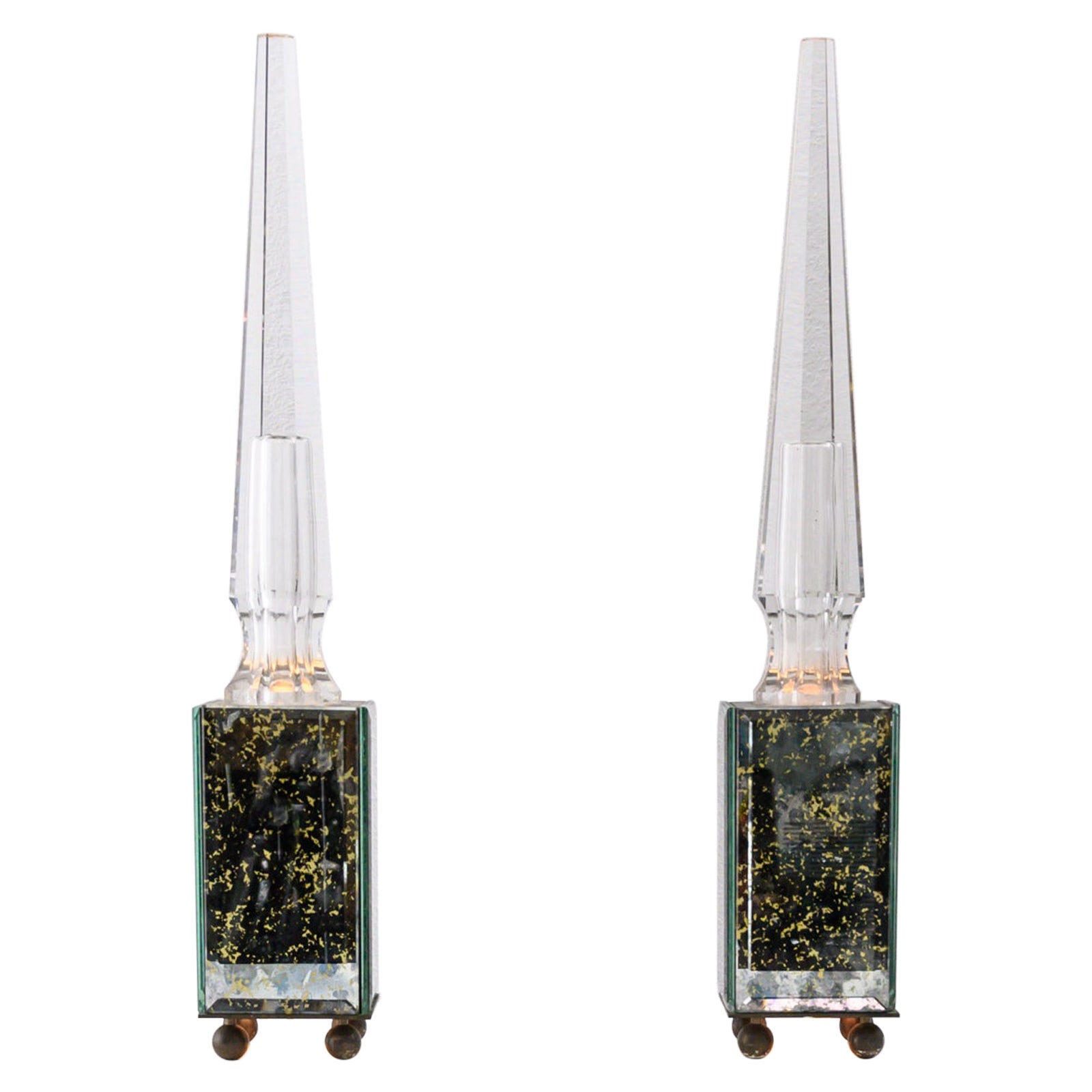 Pair of Obelisk Lamps in the Style of Serge Roche, France circa 1940