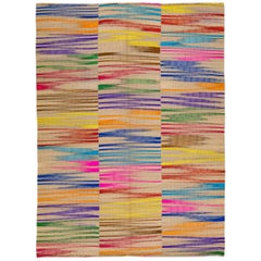 Modern Kilim Flatweave Multicolor Abstract Wool Rug