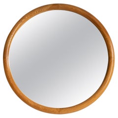 Oak Framed Round Circle Mirror