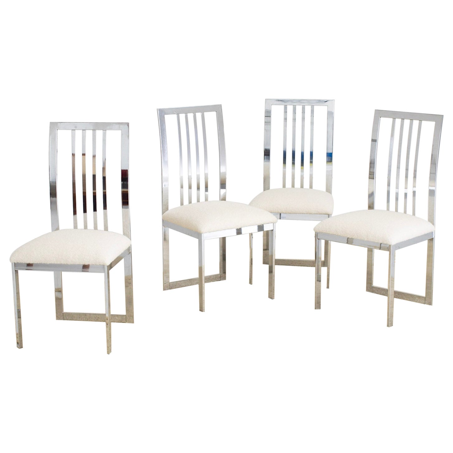 Set of 6 Design Institute of America Chrome Dining Chairs For Sale at