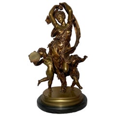 Antique French "A. Carrier" Patinated & Gold Bronze Neoclassical Statue Ca. 1890