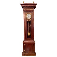 Antique French Louis XVI Mahogany and Ormolu Longcase Clock, circa 1890