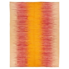 Orange Modern Kilim Flatweave Abstract Handmade Oversize Wool Rug