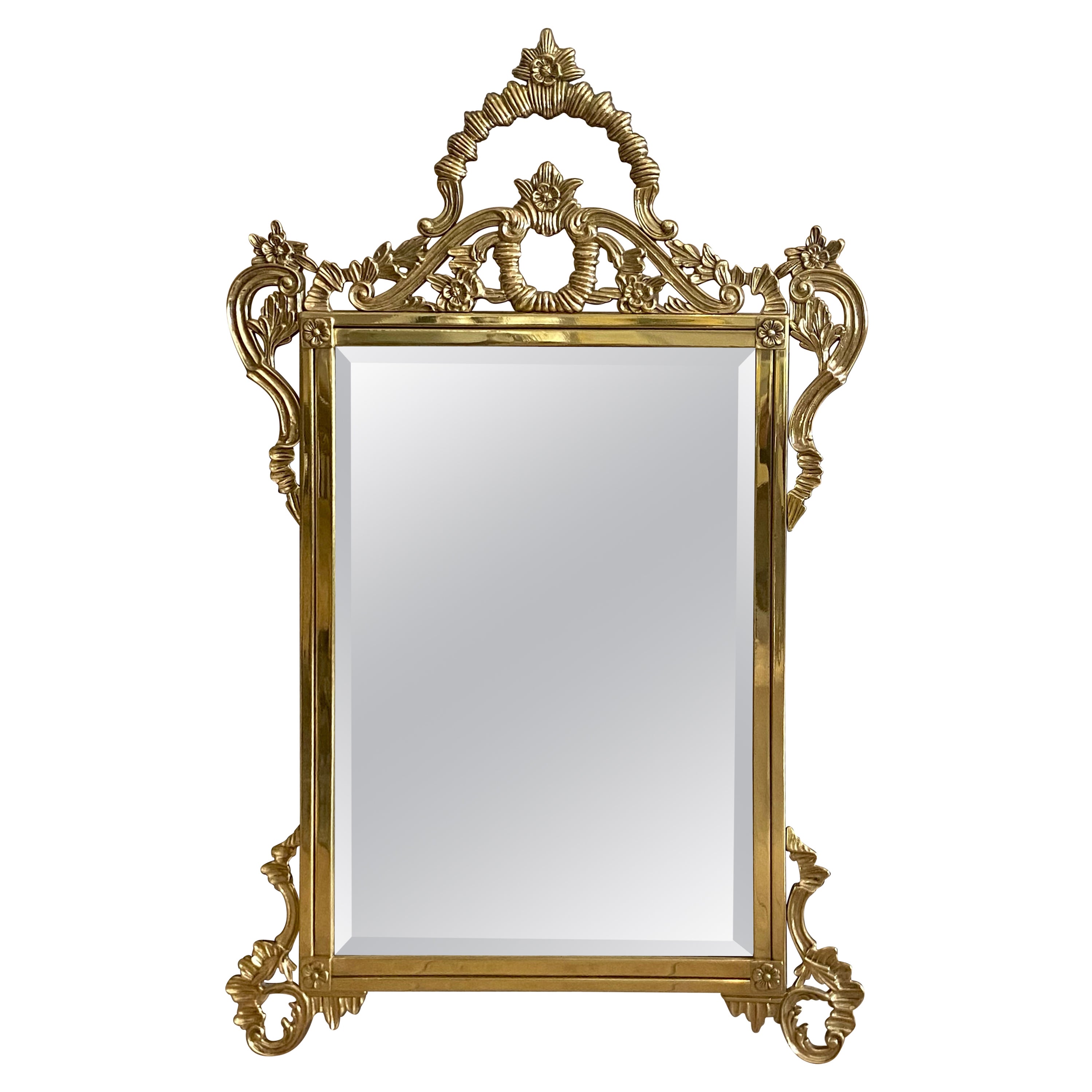 Solid Brass French Rococo Wall Mirror