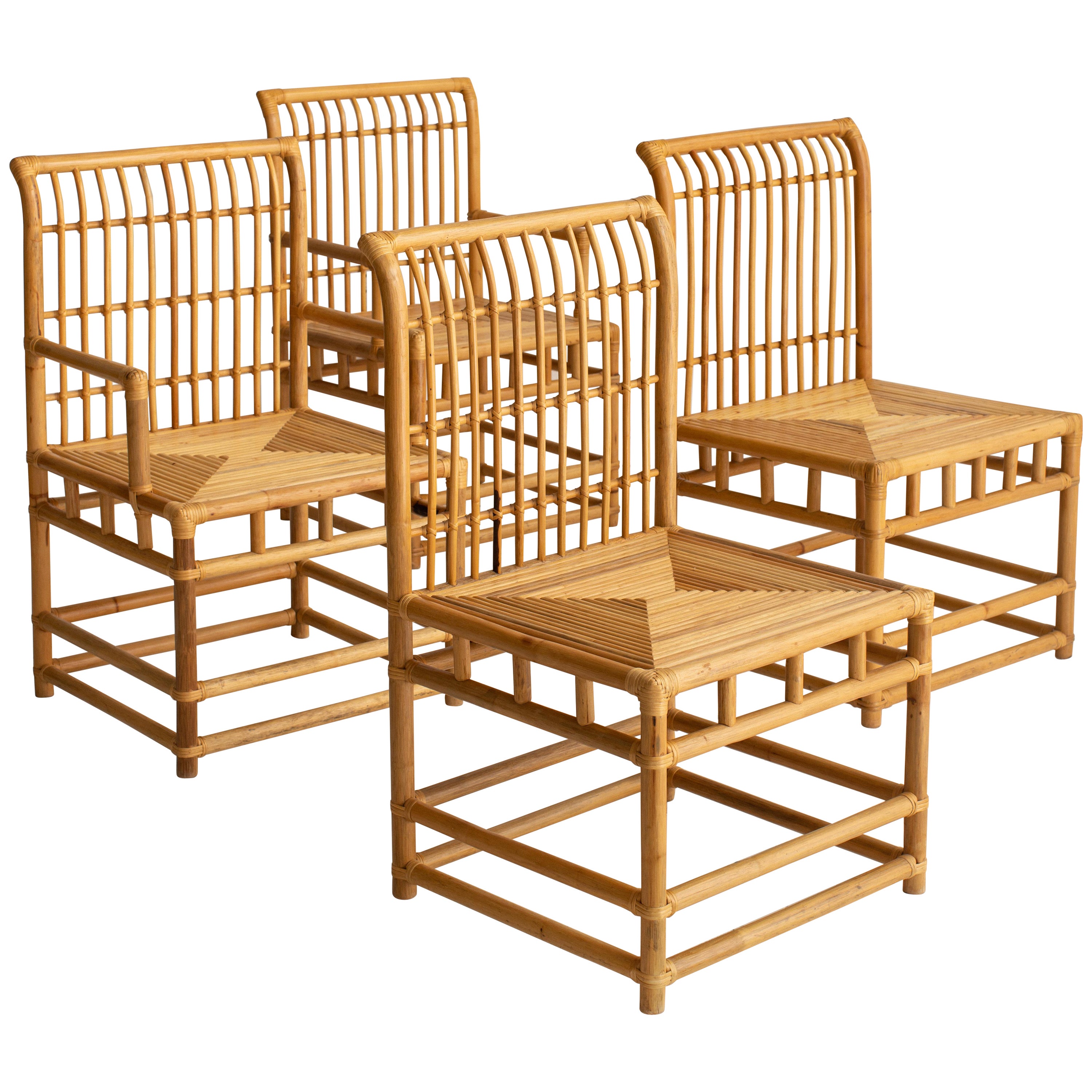 French Style Parisian Cafe Bistro Rattan Dining Chairs For Sale at 1stDibs