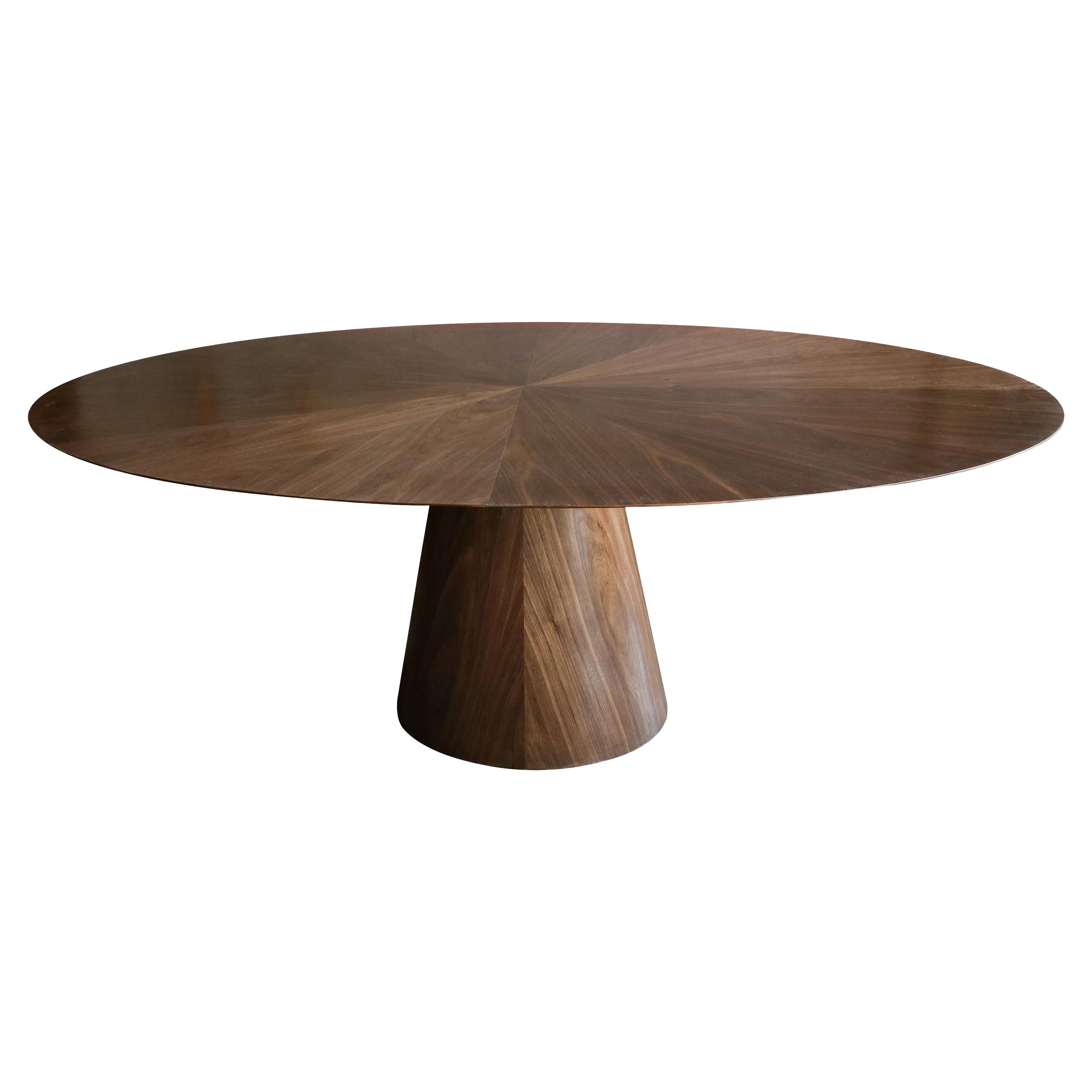 Mesa de Comedor Ovalada de Nogal con Base de Pedestal Estilo Mediano Siglo by Adesso en venta