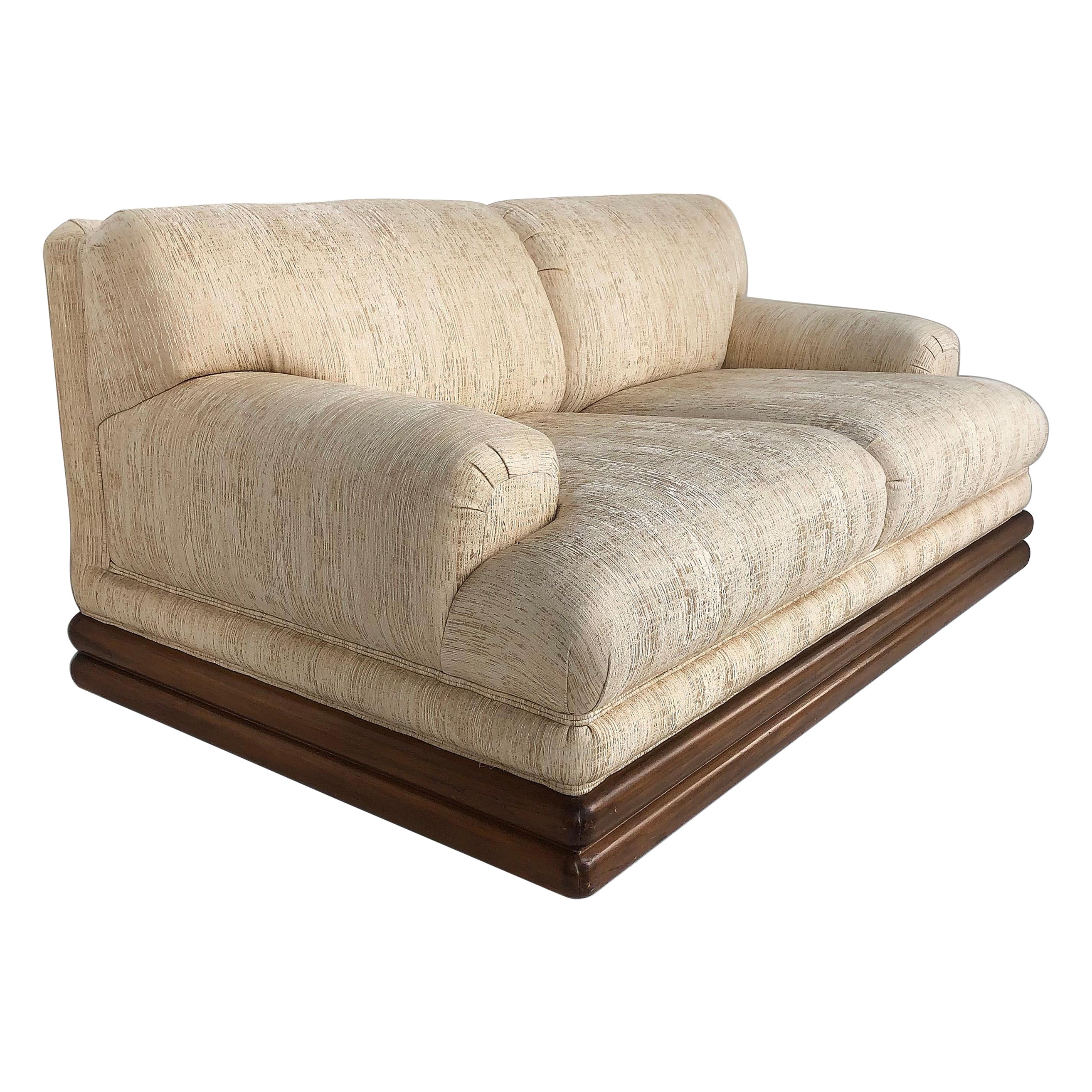 Pair of Huge Round Loveseats with Chrome base at 1stDibs