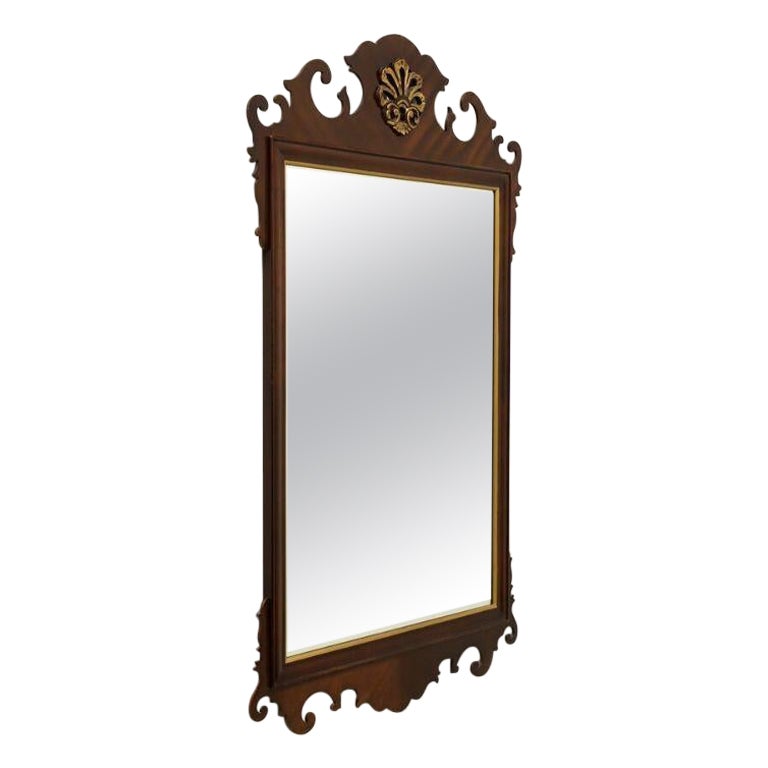 DREXEL HERITAGE 18th Century Classic Chippendale Beveled Wall Mirror For Sale