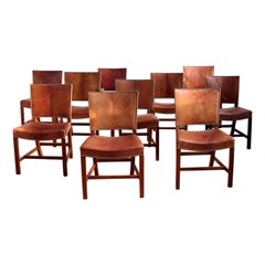 Set of 10 Kaare Klint Red Chairs, Niger Leather, Mahogany